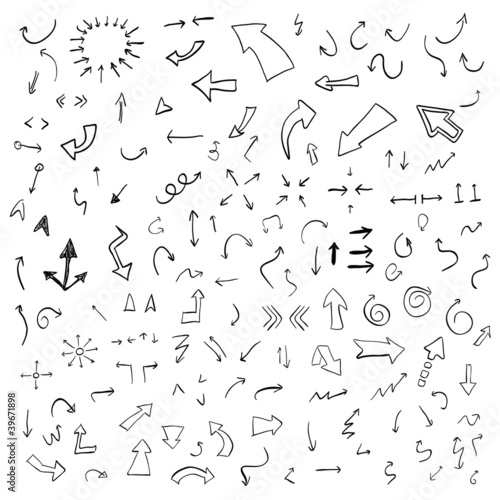 Vector hand drawn arrows set