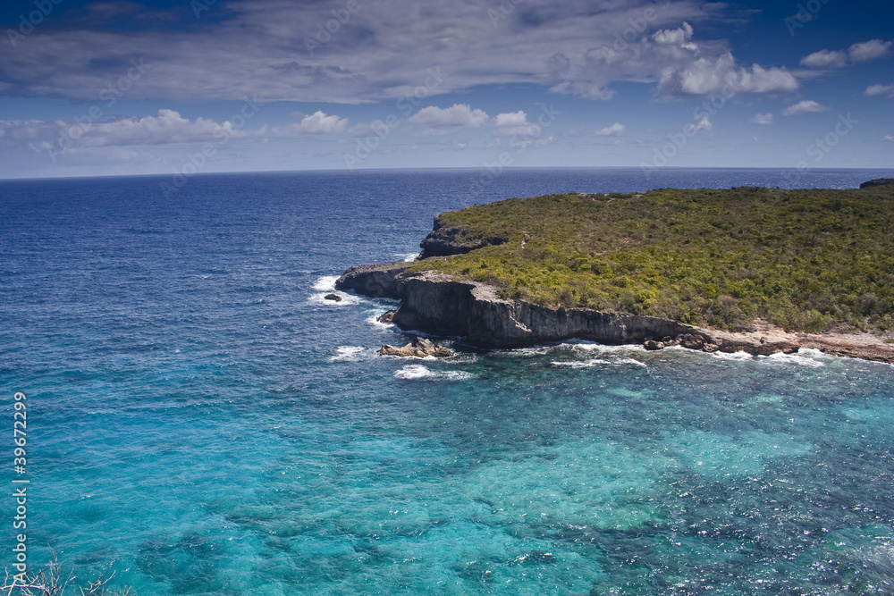 Blue caribbean seas around Guadeloupe