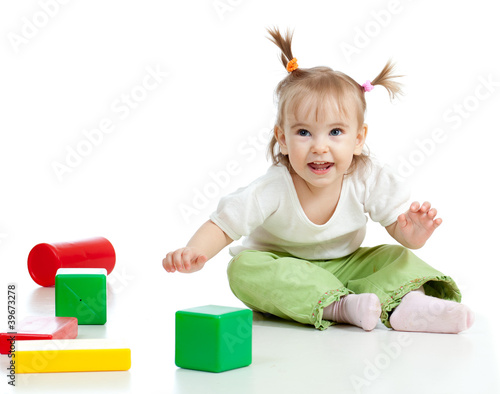 Funny little girl playing w...