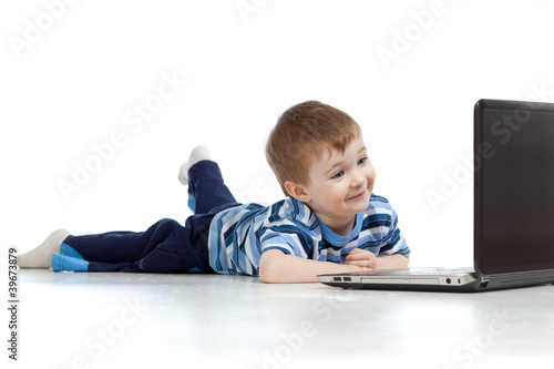 Child using a laptop