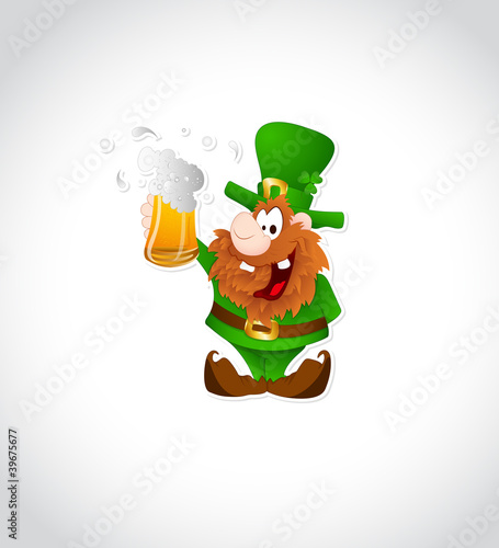 Illustration of Leprechaun with Beer