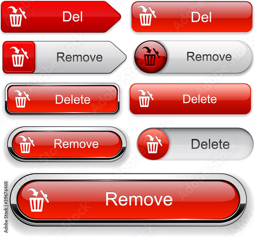 Delete high-detailed web button collection.