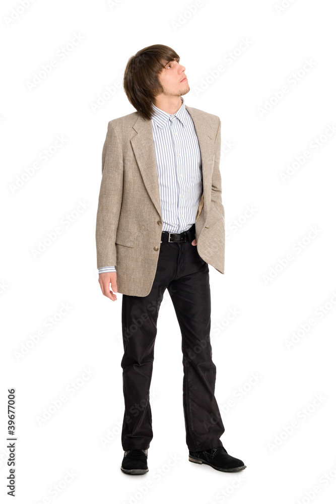 young man looking up