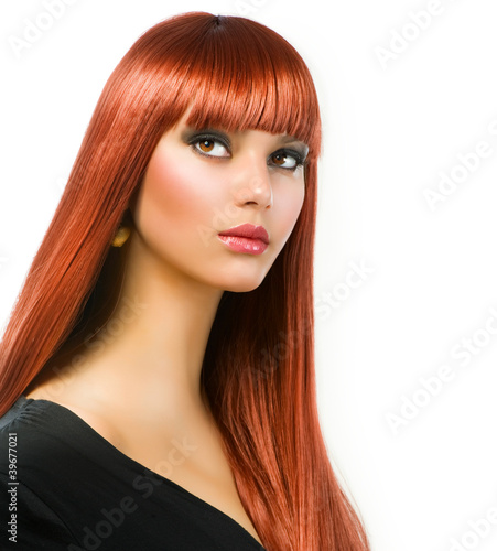 Beautiful Girl with Healthy Long Straight Hair
