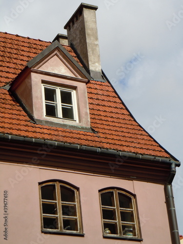 Red roof and white dormer