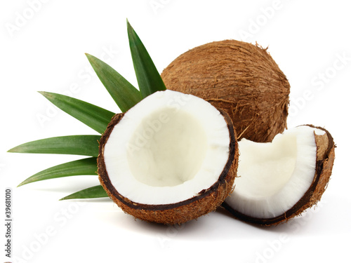 Obraz na płótnie Coconut with leaves