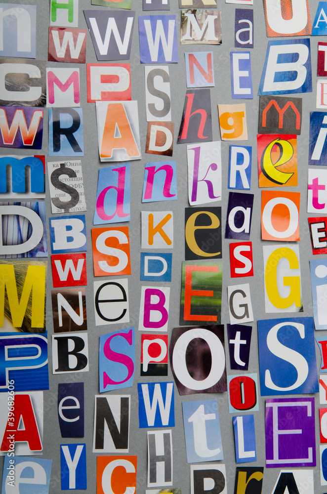 Cut letters from newspapers and magazines Cut letters from newspapers and magazines