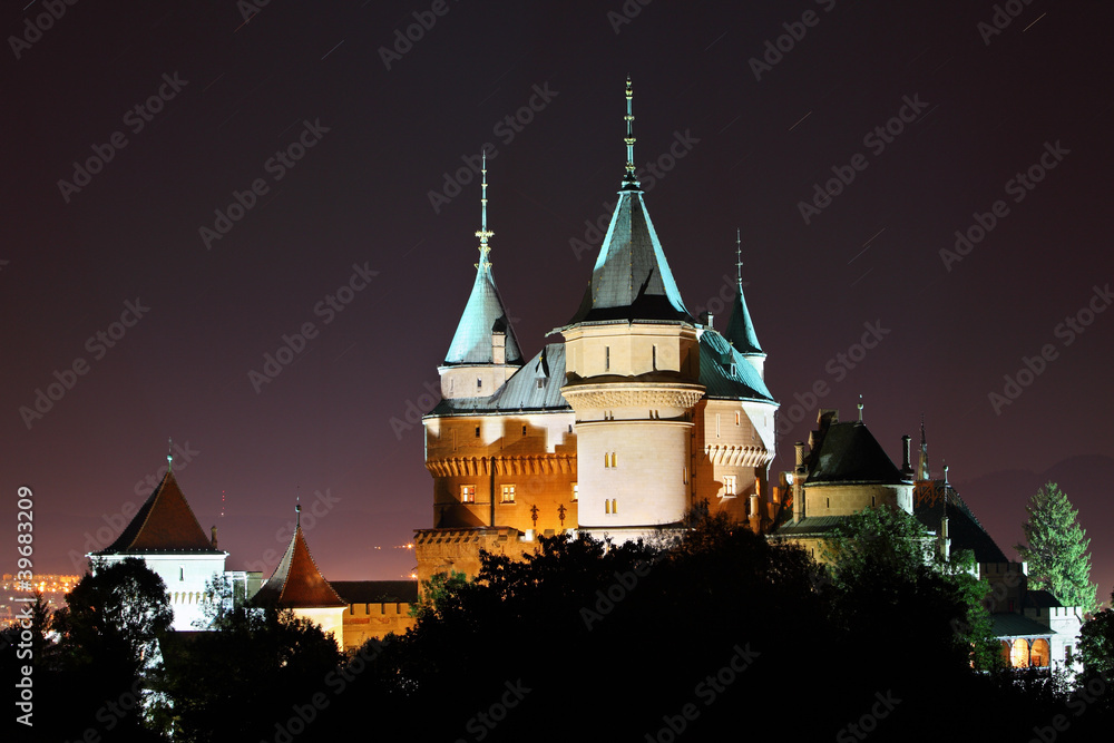 Bojnice castle, Slovakia at night.