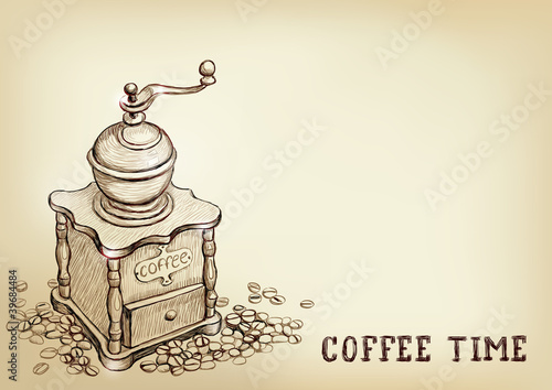 Background with coffee grinder