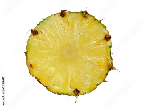 Bild auf Leinwand Pineapple slice isolated, rodaja de piña.