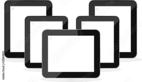 Digital tablet PC set isolated on white