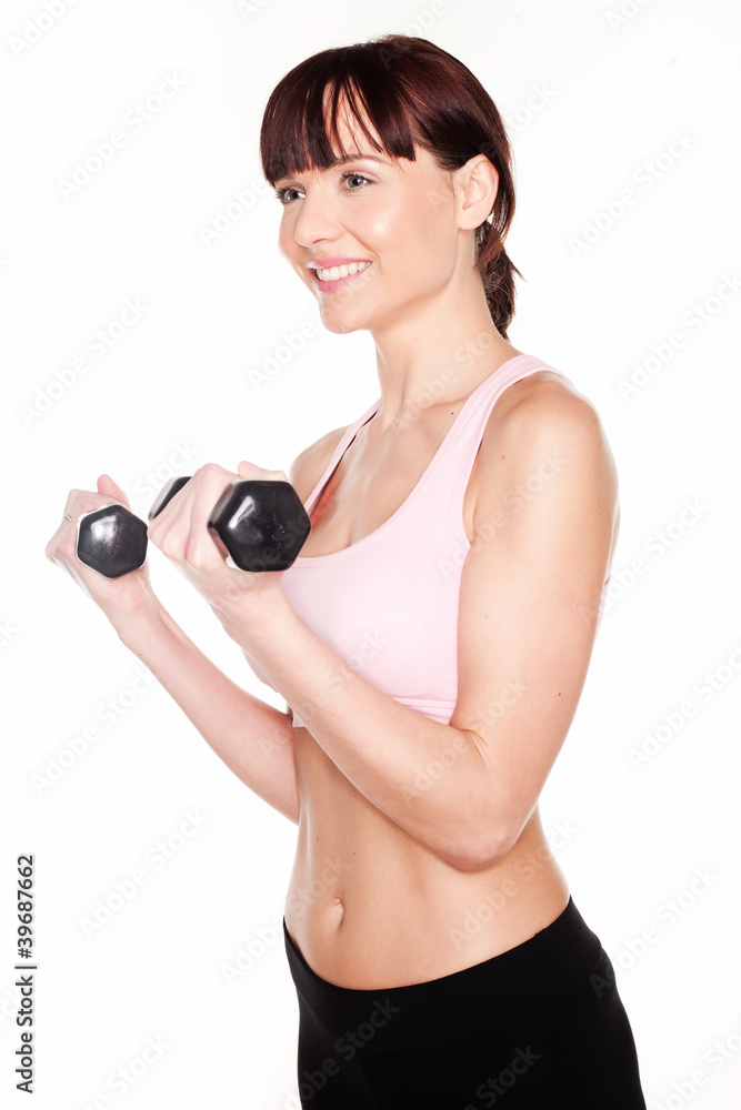 Fit Woman Working With Dumbbells Fit Woman Working With Dumbbells