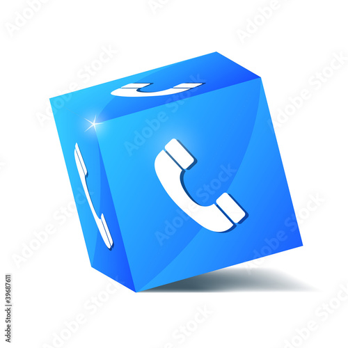 blue service phone cube vector illustration