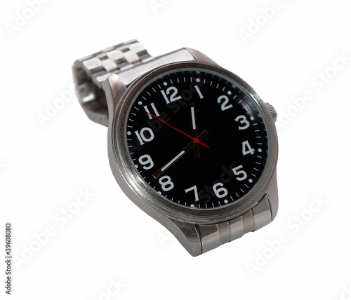 Black Wristwatch isolated on white background