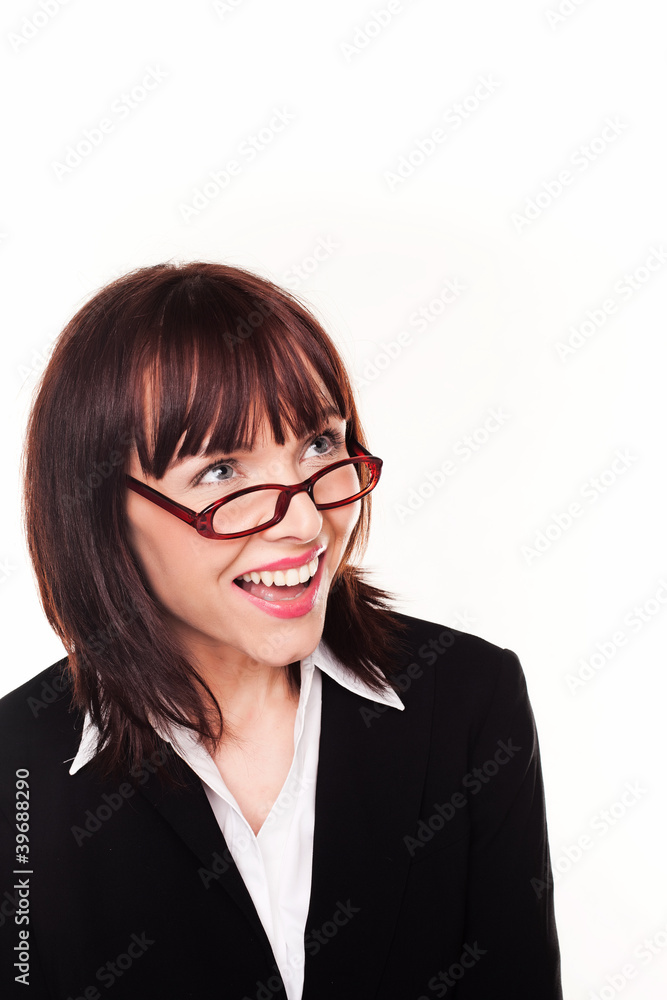 Laughing Businesswoman Wearing Spectacles