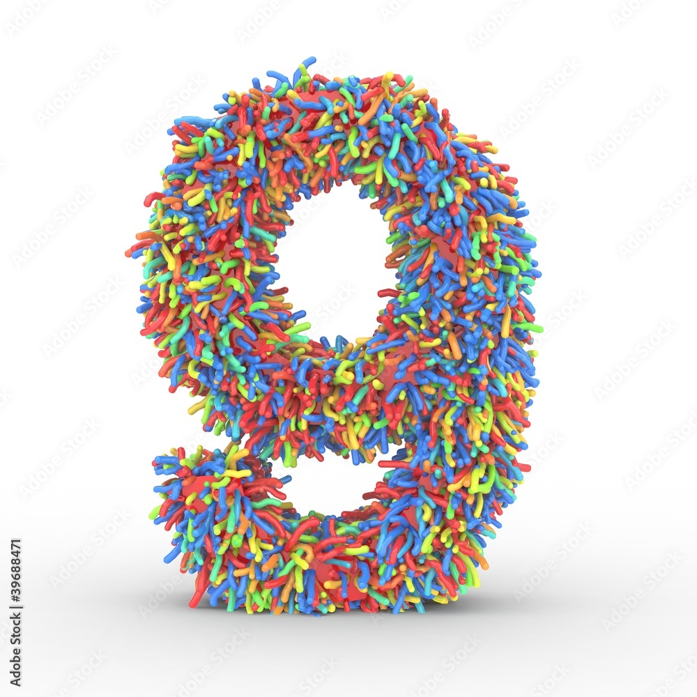 Texteffekt bunte Haare Zahl 9 Texteffekt bunte Haare Zahl 9