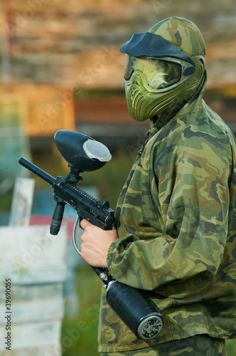 Shooted paintball player