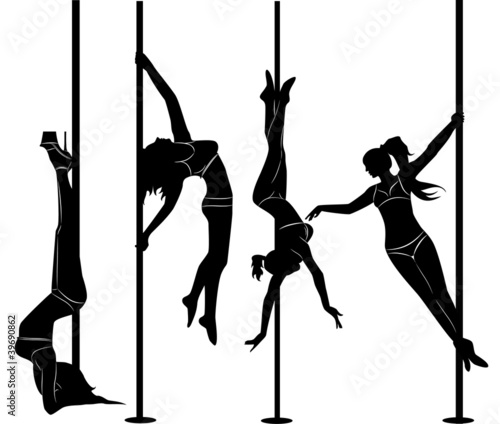 silhouettes of dancing girls striptease