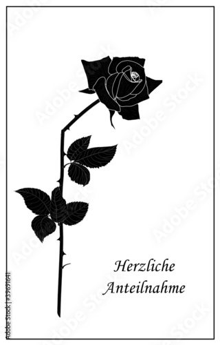 Trauerkarte mit Rose