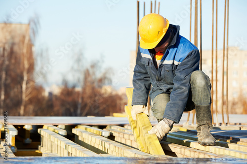 construction worker preparing formwork