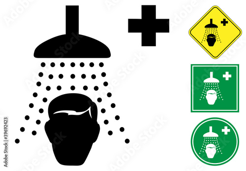 Safety shower pictogram and icons
