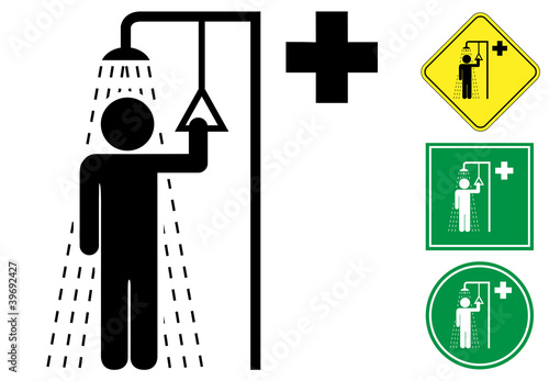 Safety shower pictogram and icons
