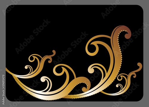 black gift card with golden pattern