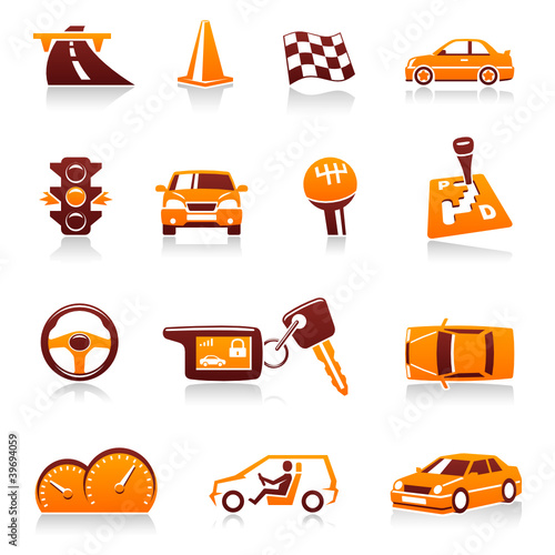 Cars and automotive themes. Vector icon set
