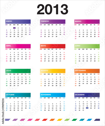 2013 colorful calendar_es