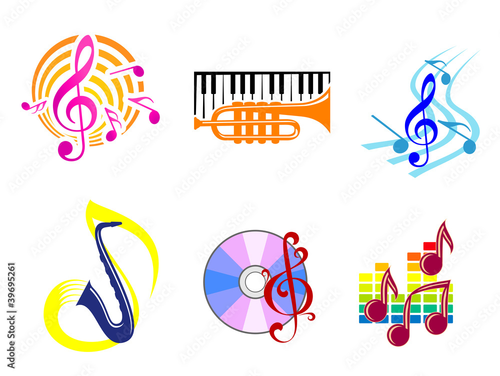 Fototapeta premium Musical symbols and emblems