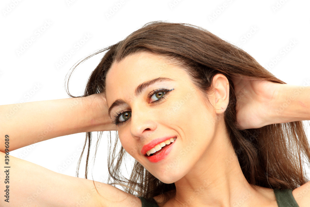 attractive woman portrait on white background attractive woman portrait on white background