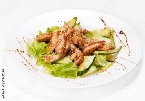 Grilled chicken salad on white