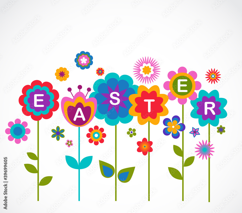 Easter greeting card with flowers