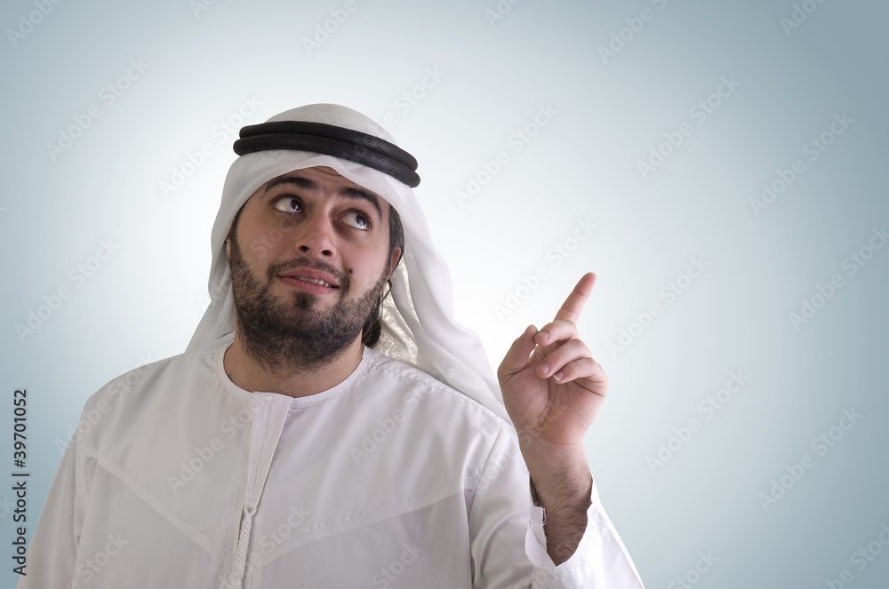 arabian man in business presentation - clipping path included arabian man in business presentation - clipping path included