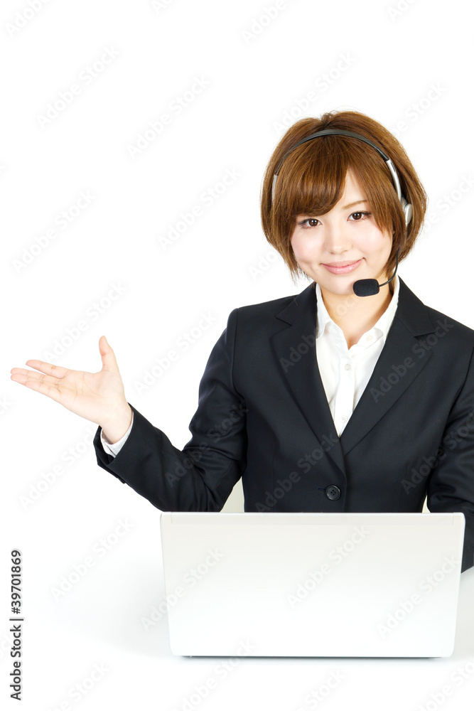 Beautiful businesswoman with headset Beautiful businesswoman with headset