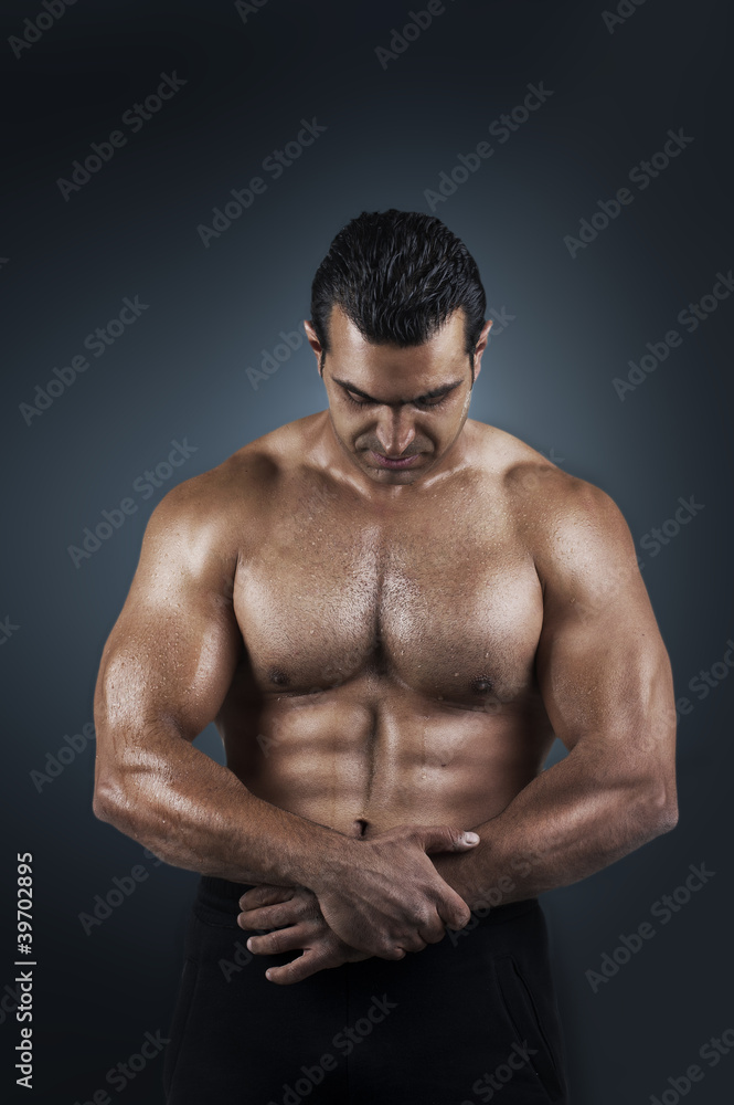 Photo of naked athlete with strong body Photo of naked athlete with strong body