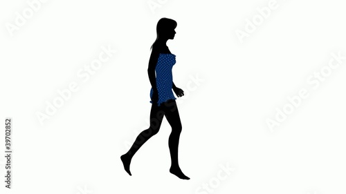 female wearing a swimsuit walking on a white background