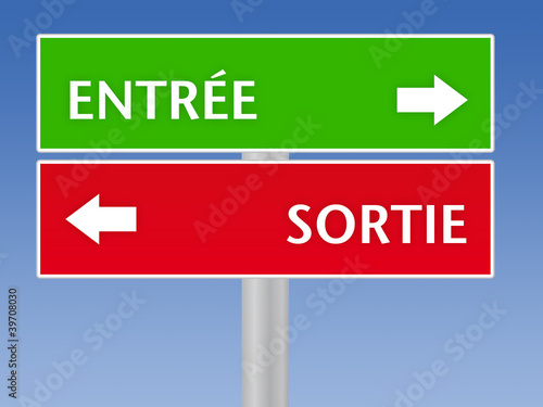 Photography panneau - entrée ou sortie