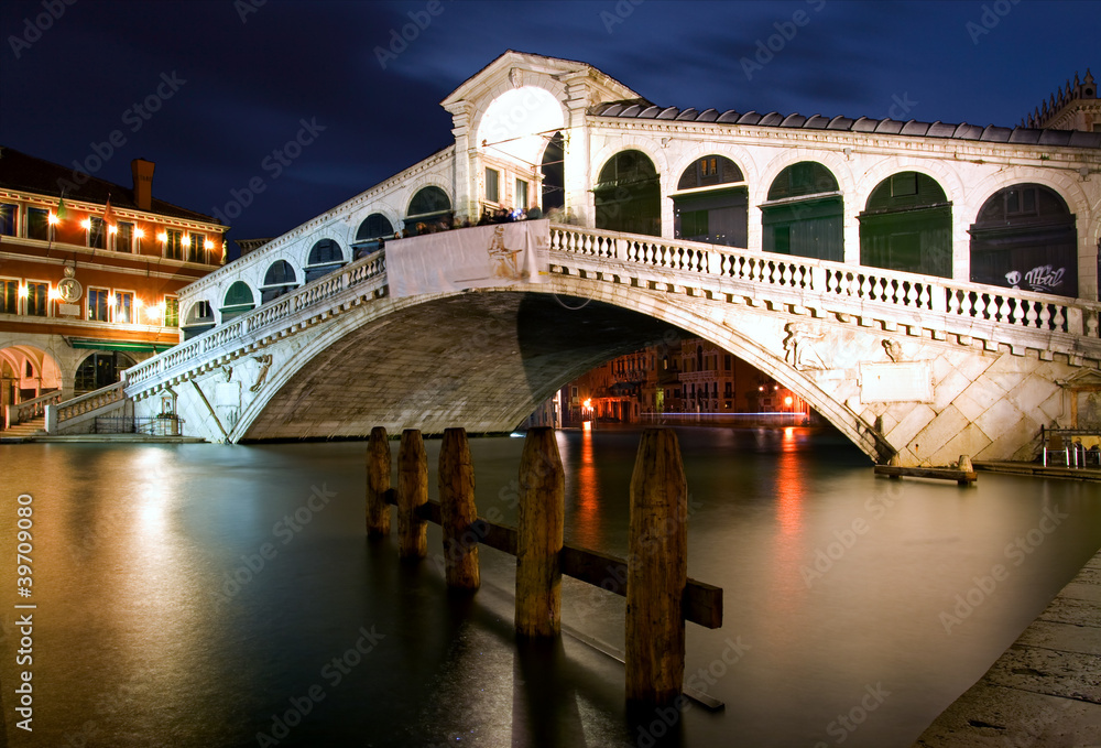 Along Rialto Bridge, Venice at Night