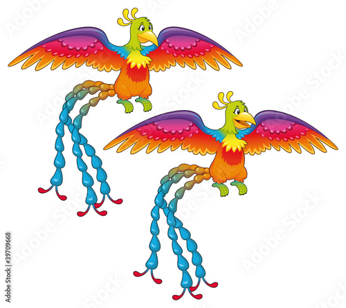 Phoenix. Cartoon isolated characters. Double expression.
