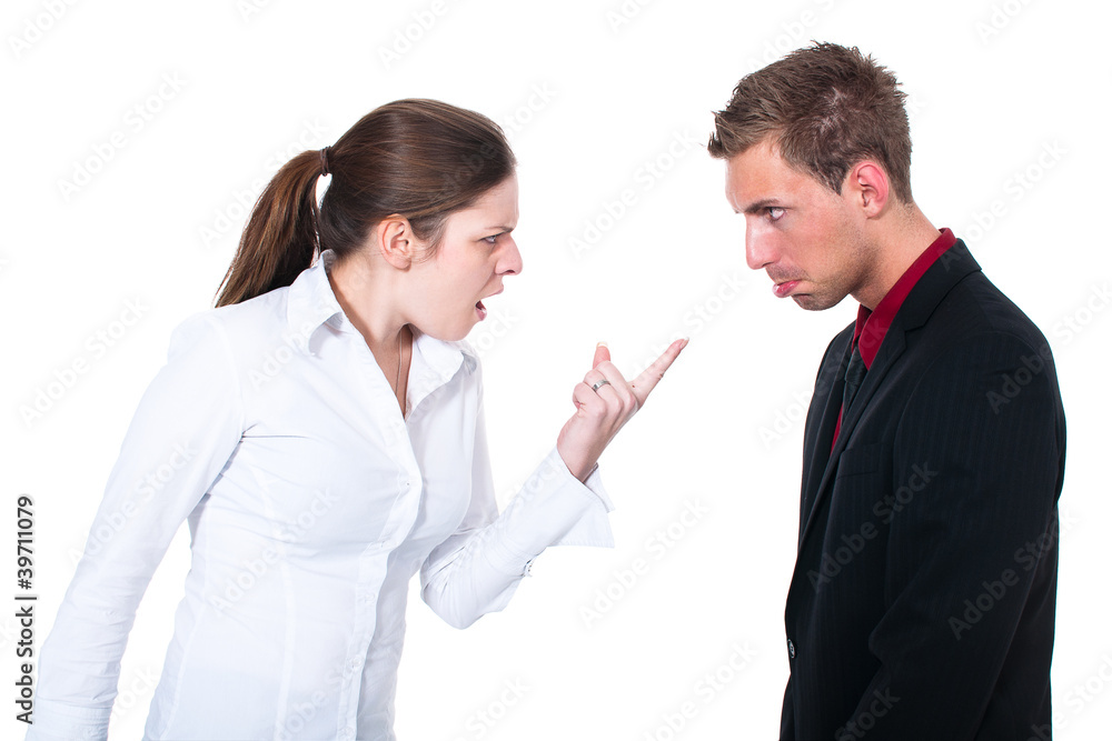 young business woman angry with her colleague young business woman angry with her colleague