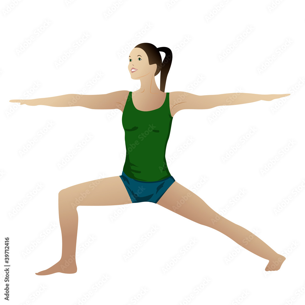 Warrior 2 Pose, isolated on white Warrior 2 Pose, isolated on white