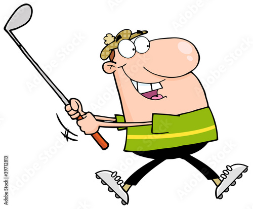 Happy Golfer Running
