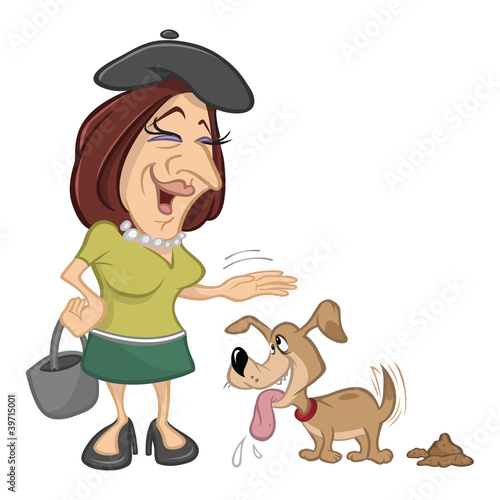woman petting pet dog