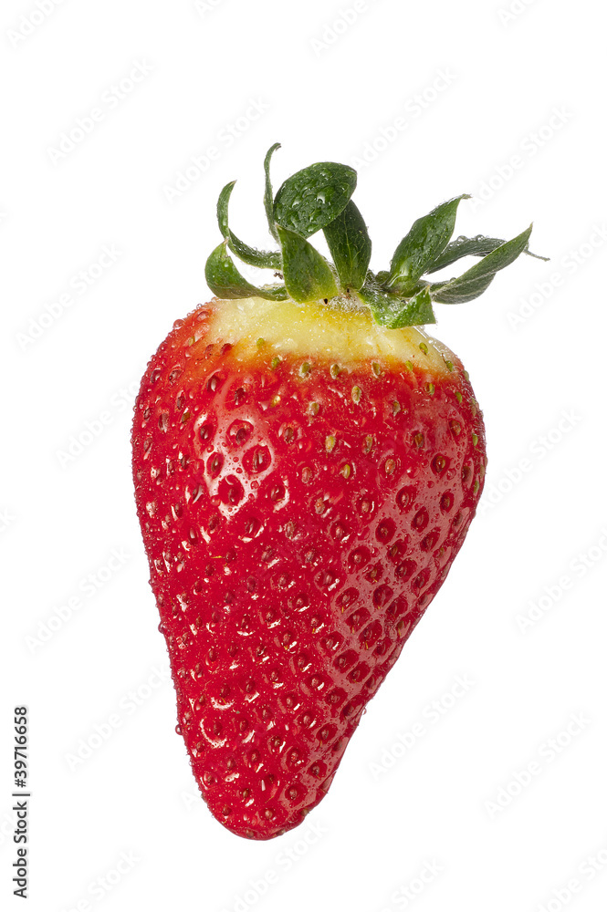 isolated fruit on white,a strawberry with drops isolated fruit on white,a strawberry with drops