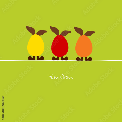 3 Stehende Osterhaseneier Gelb/Rot/Orange