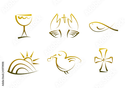 Goldene Symbole für Religion, Feste, Feiertage, ...