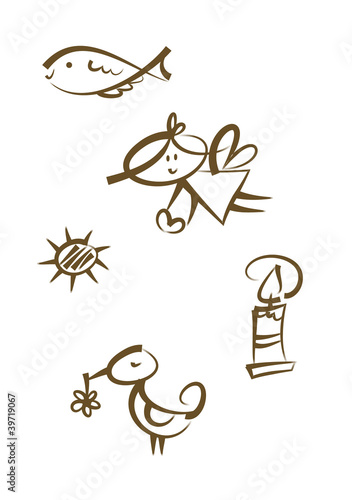 Abstrakte Symbole für Kommunion, Ostern, Konfirmation, ...