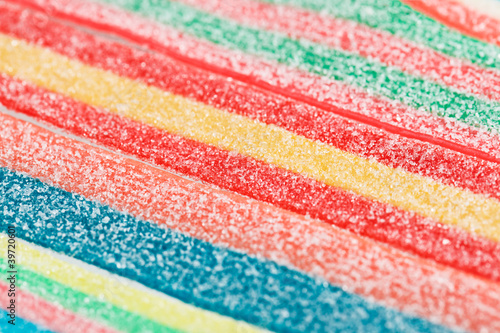 Multicolor gummy candy (licorice) sweets closeup food background