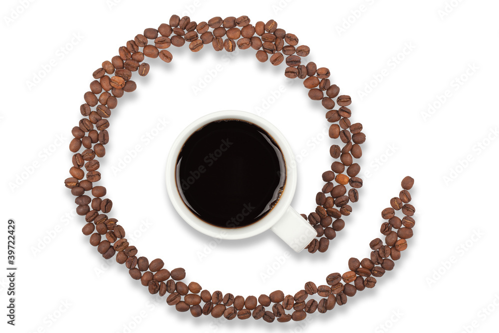 Coffee cup and email symbol from coffee crops Coffee cup and email symbol from coffee crops